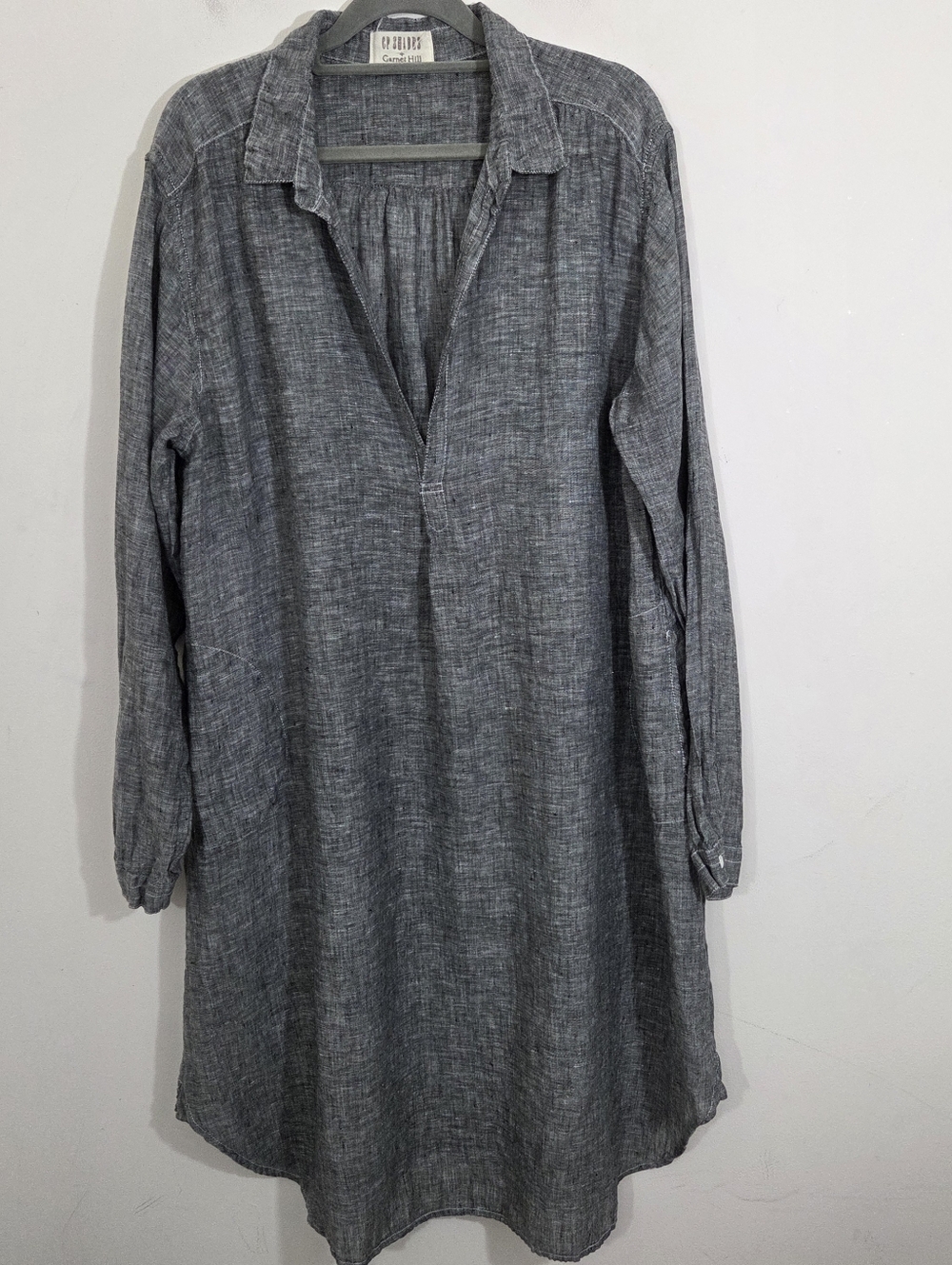 CP Shades x Garnet Hill Linen Lara Shirt Dress Boho Lagenlook Casual Artsy Large - Picture 3 of 10
